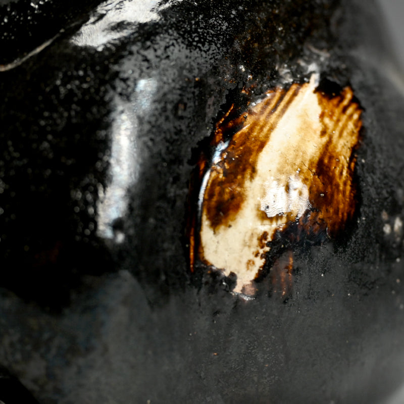 Pair Antique Japanese Black Raku Rabbits by Ennosai  ー黒楽兎手炉