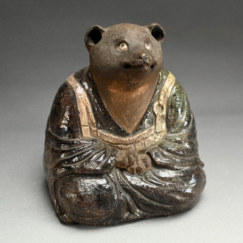 Edo p. Figurine by Ninnami Dohachi, Tanuki dressed as Priest
