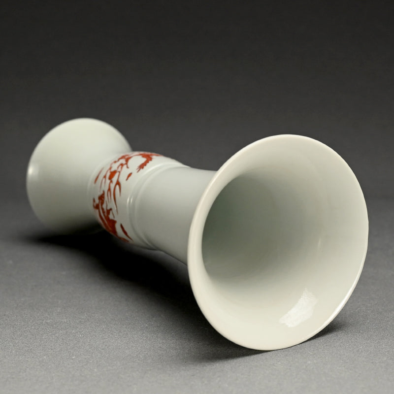 Fantastic Porcelain Gu Vase ー大丸 北峰 "金黄釉蝉紋刻花瓶"