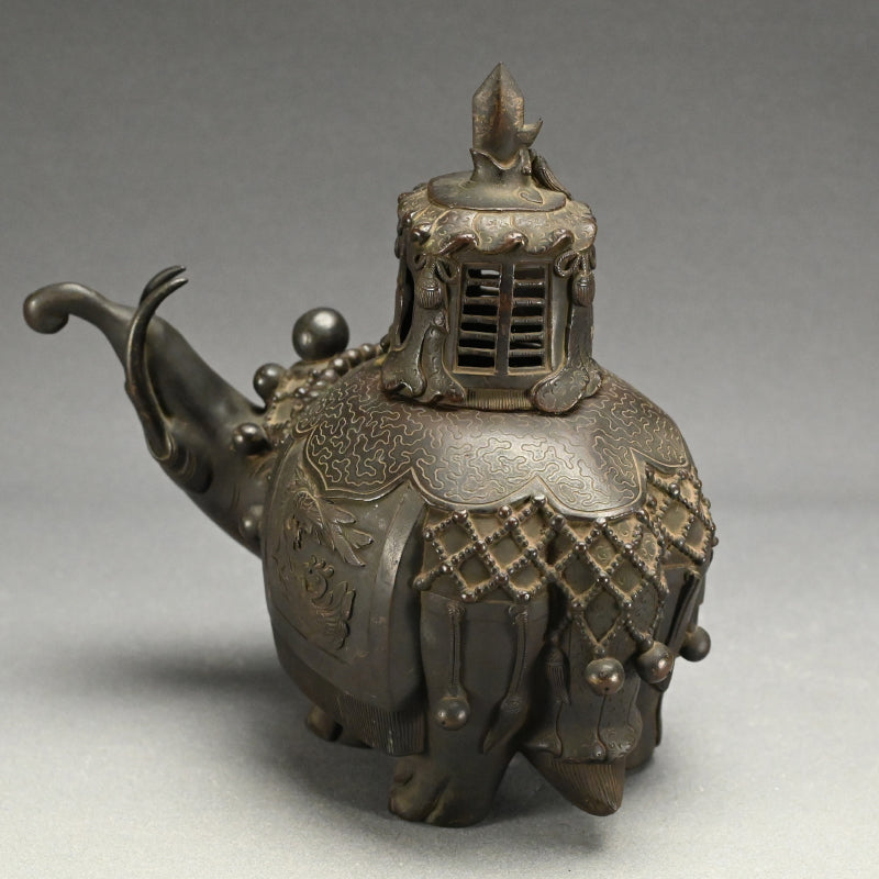 Antique Japanese Bronze Elephant Incense Burner