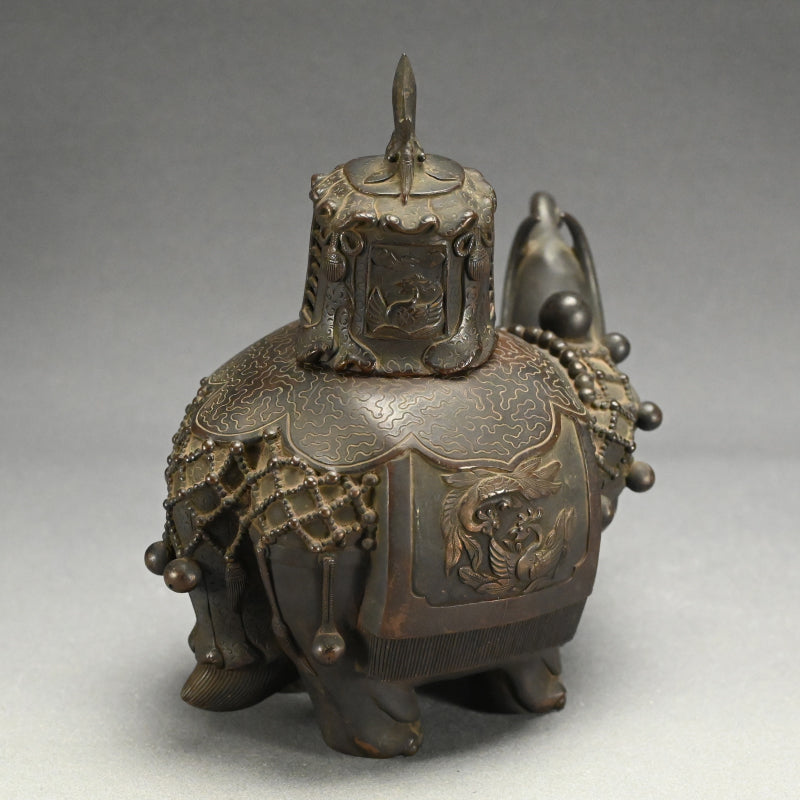Antique Japanese Bronze Elephant Incense Burner