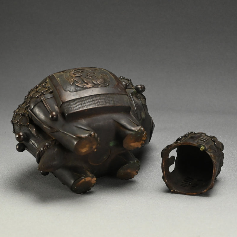 Antique Japanese Bronze Elephant Incense Burner