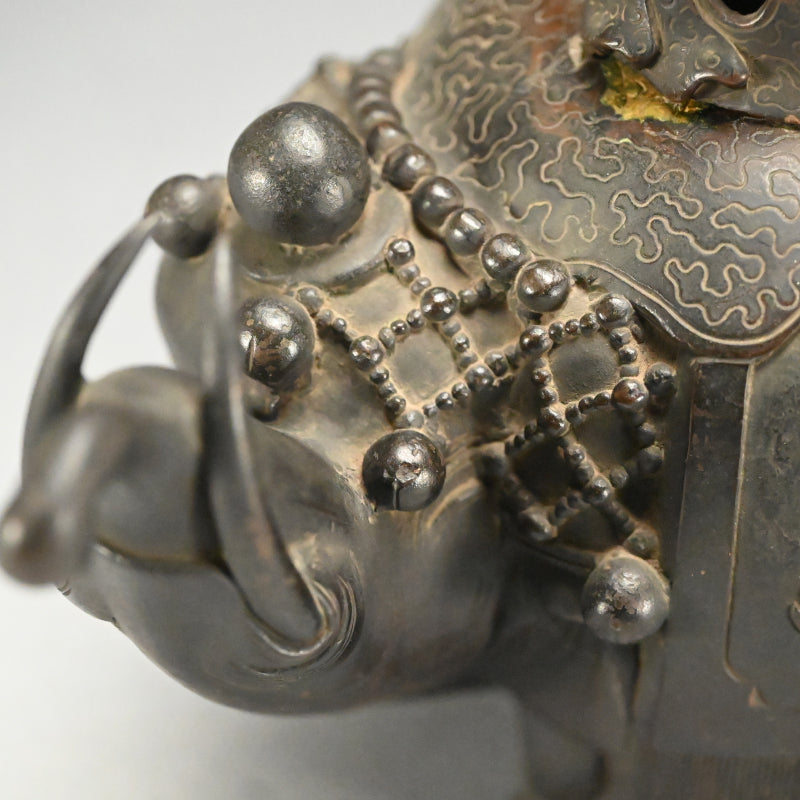 Antique Japanese Bronze Elephant Incense Burner