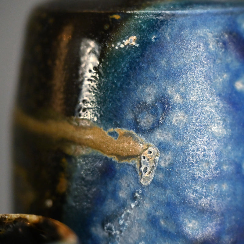 Contemporary Ao-Bizen Sake Set ー馬場 隆志 “窯変蒼酒器揃”