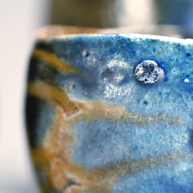 Contemporary Ao-Bizen Sake Set ー馬場 隆志 “窯変蒼酒器揃”