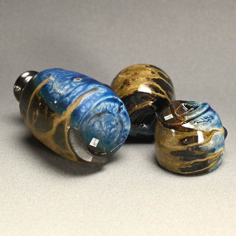 Contemporary Ao-Bizen Sake Set ー馬場 隆志 “窯変蒼酒器揃”