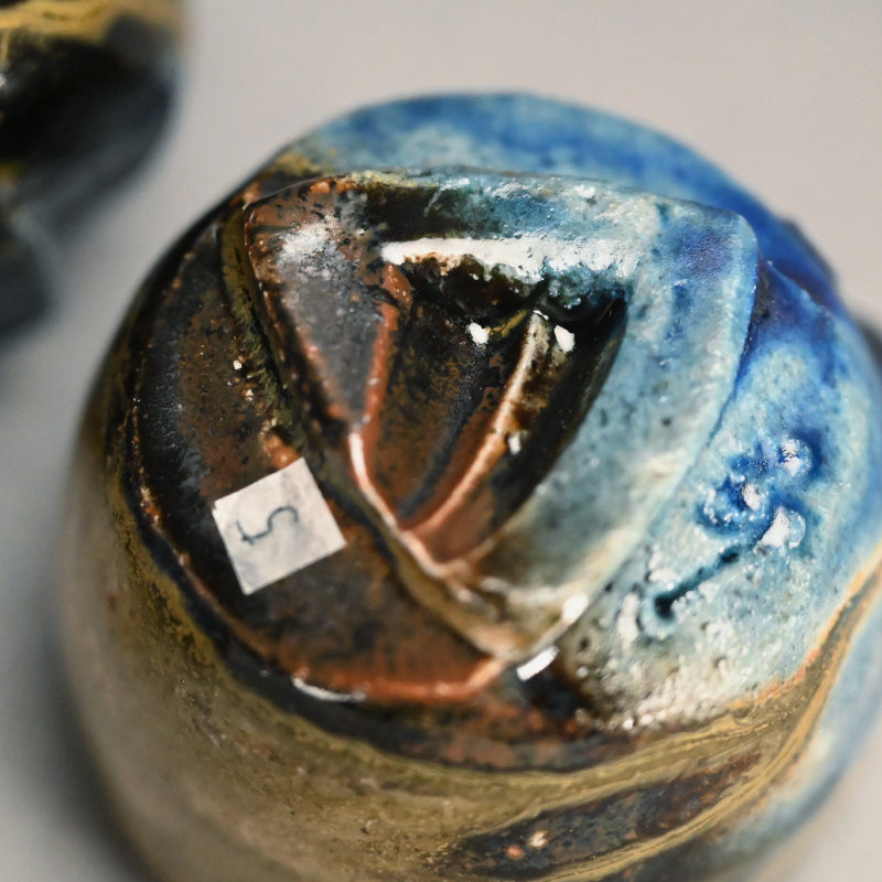 Contemporary Ao-Bizen Sake Set ー馬場 隆志 “窯変蒼酒器揃”