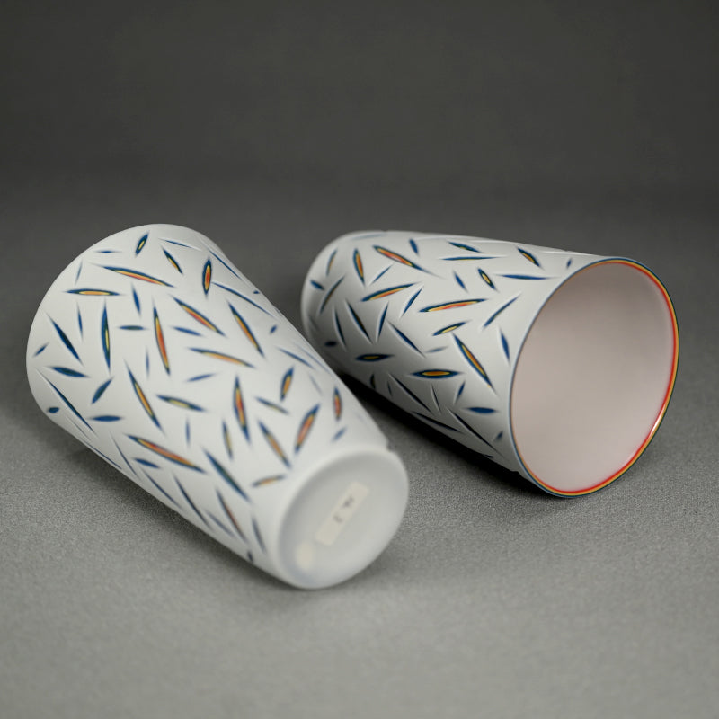 Pair of Exquisite pierced Cups ー北川 和樹 “重色目 グラス 多色重”