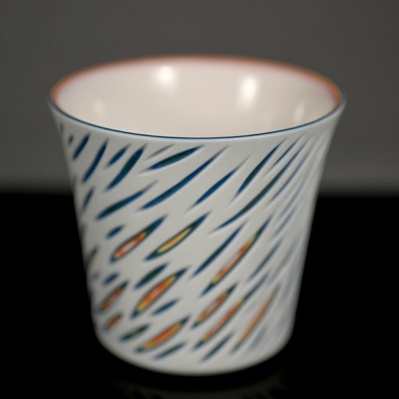 Contemporary Set of 5 Porcelain Sake cups ー北川 和喜 “重色目 杯 多色重”
