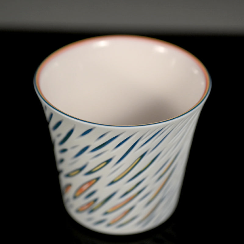 Contemporary Set of 5 Porcelain Sake cups ー北川 和喜 “重色目 杯 多色重”