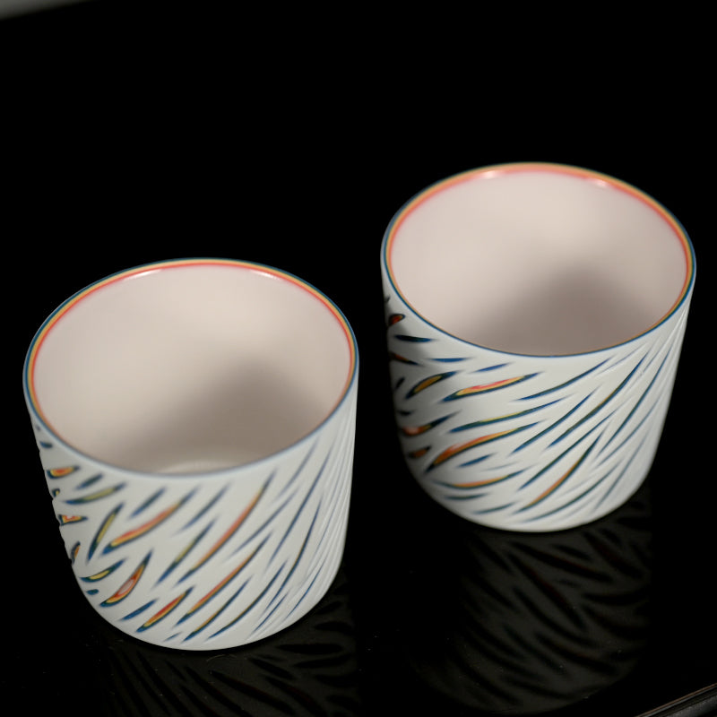 A pair of Guinomi Cups ー北川 和樹 “重色目 ぐい吞み 多色重”