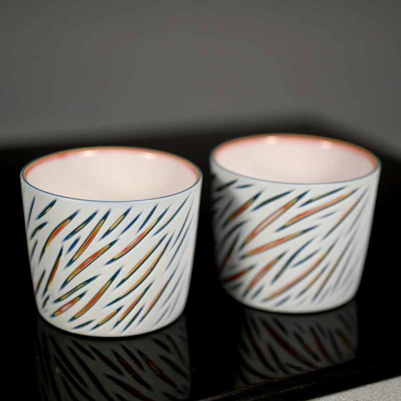 A pair of Guinomi Cups ー北川 和樹 “重色目 ぐい吞み 多色重”