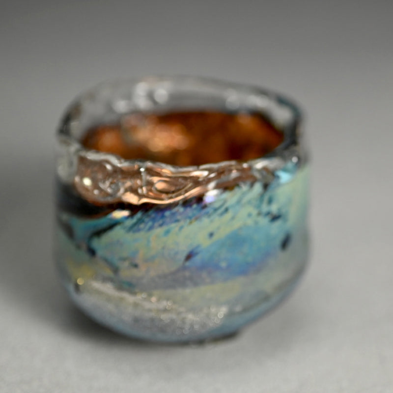 Glass Guinomi Sake Cup ー奥島 圭二 "玻璃髹漆盃箔押"