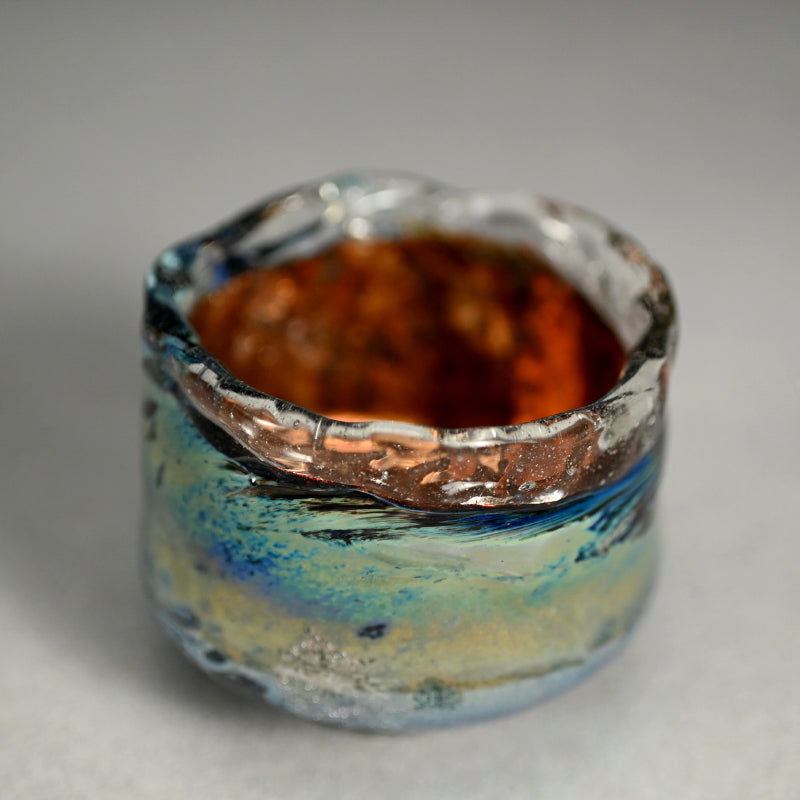 Glass Guinomi Sake Cup ー奥島 圭二 "玻璃髹漆盃箔押"