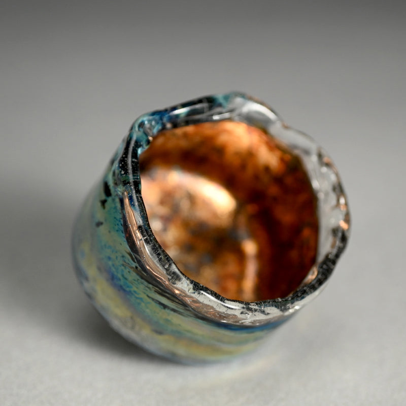 Glass Guinomi Sake Cup ー奥島 圭二 "玻璃髹漆盃箔押"
