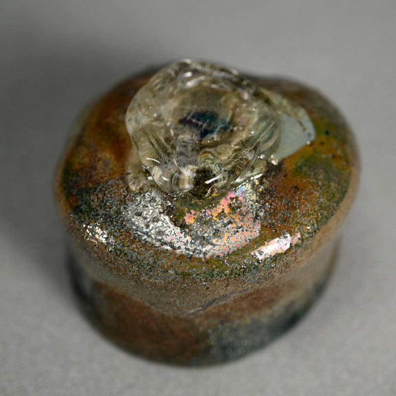 Glass Guinomi Sake Cup ー奥島 圭二 "玻璃髹漆盃箔押"