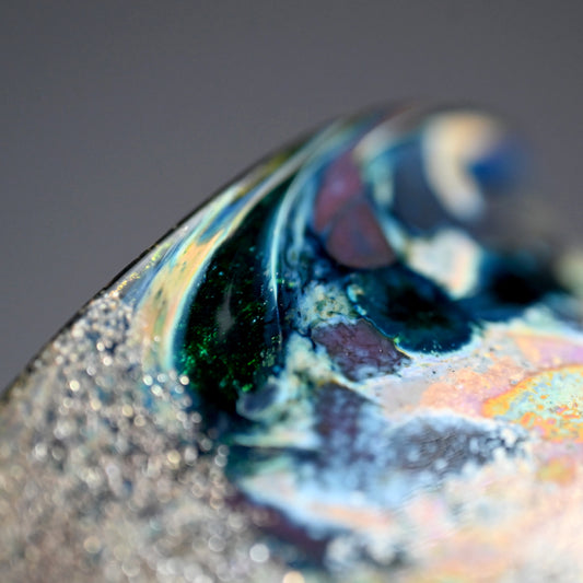 Glass Guinomi Sake Cup ー奥島 圭二 "玻璃髹漆盃箔押"