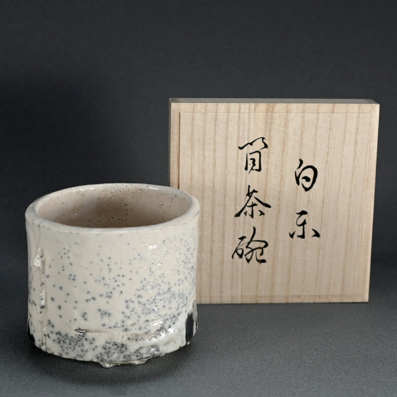 Shiro Raku ChawanTea Bowl (wan) ー橋本 知成 “白楽筒茶碗"