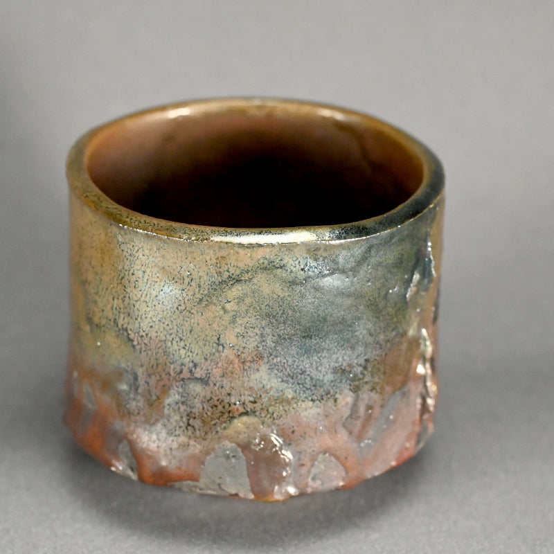 Black Raku Chawan Tea Bowl ー橋本 知成 “楽焼窯変筒茶碗”