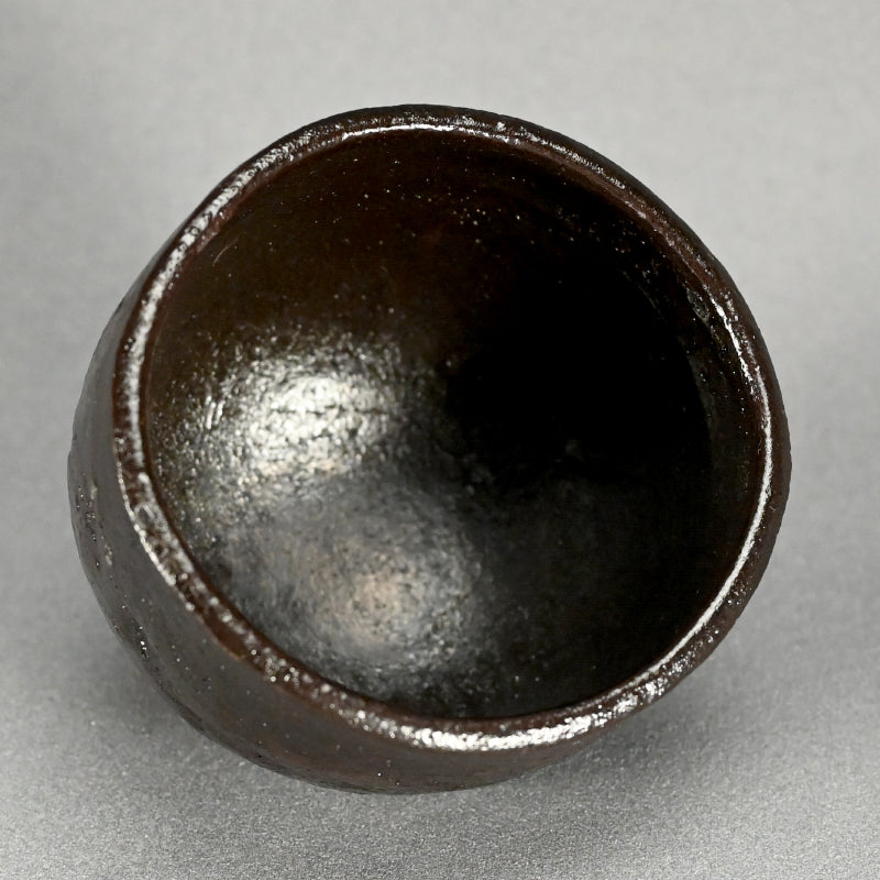 Black Raku Chawan Tea Bowl ー橋本 知成 “楽焼窯変筒茶碗”