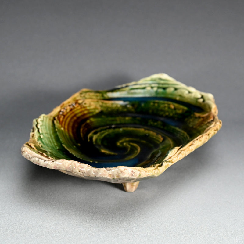 Swirling Oribe Platter ー十四代 加藤 康景 "織部皿"