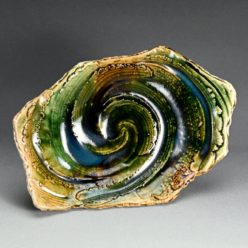 Swirling Oribe Platter ー十四代 加藤 康景 "織部皿"