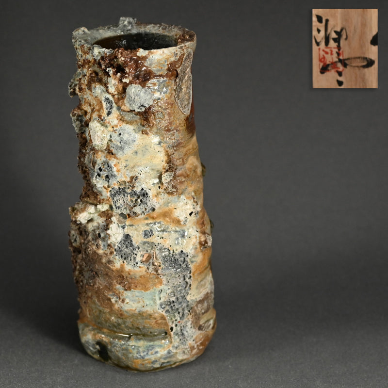 Radical Hai-Kaburi Ash-glazed Vase ー今井 理佳 "窯変 花生"