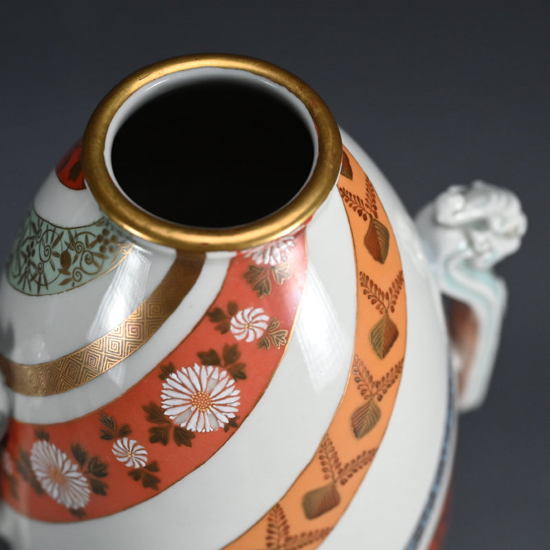 Late Meiji period Kaburaki Kutani Porcelain Vase