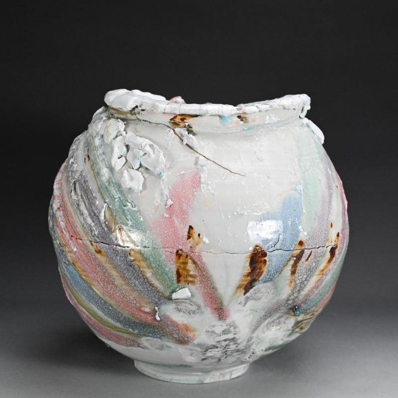 Massive Contemporary Vase ー氏家 昂大 “漆貫入彩 白釉 大壺”