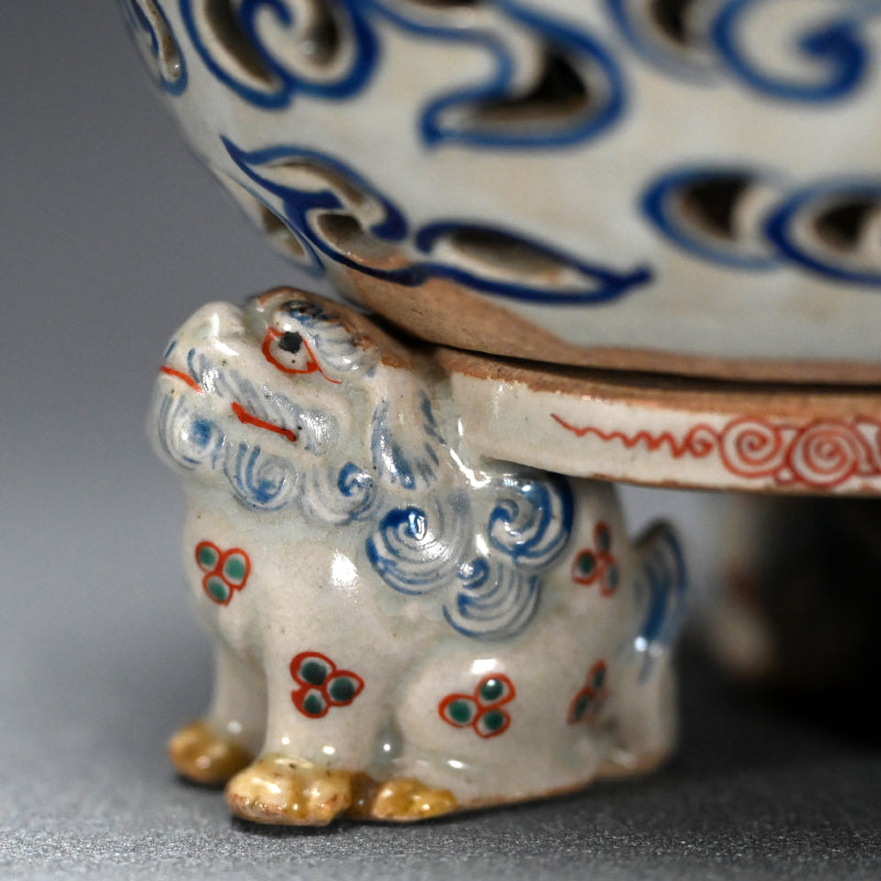 Antique Japanese Pottery Phoenix Koro Incense Burner