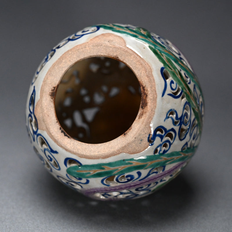 Antique Japanese Pottery Phoenix Koro Incense Burner