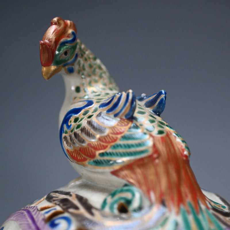 Antique Japanese Pottery Phoenix Koro Incense Burner