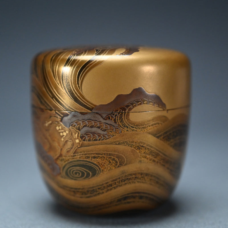 Superb Lacquer Natsume Crashing Waves ー野村 大仙 "鳴門蒔絵棗"