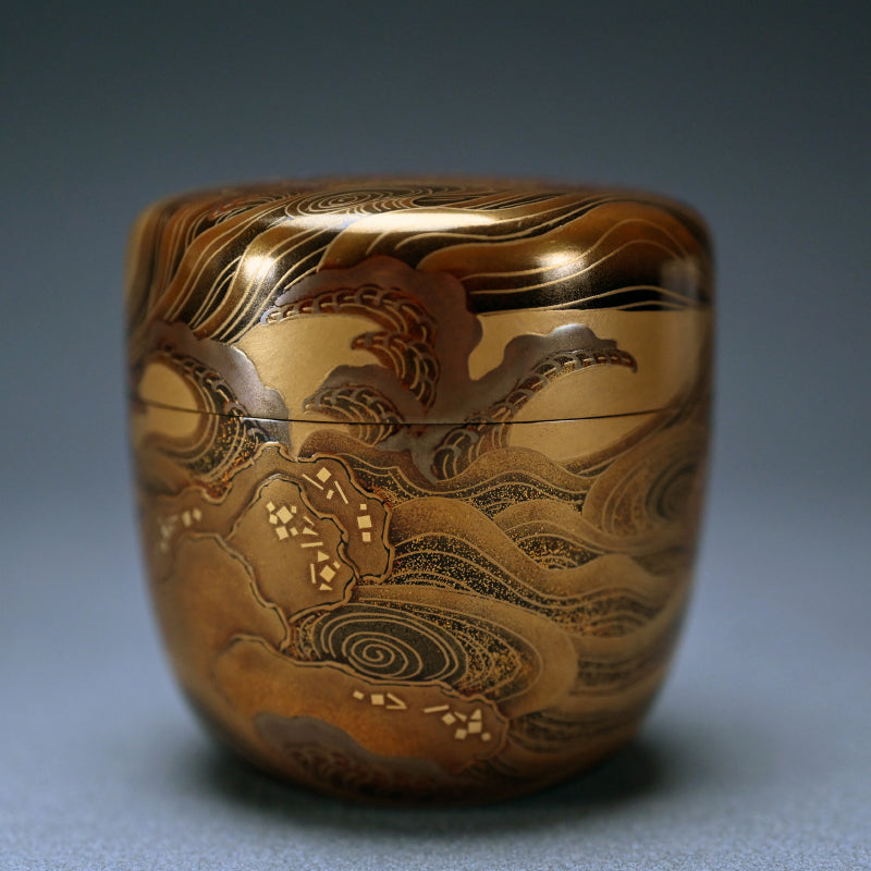 Superb Lacquer Natsume Crashing Waves ー野村 大仙 "鳴門蒔絵棗"