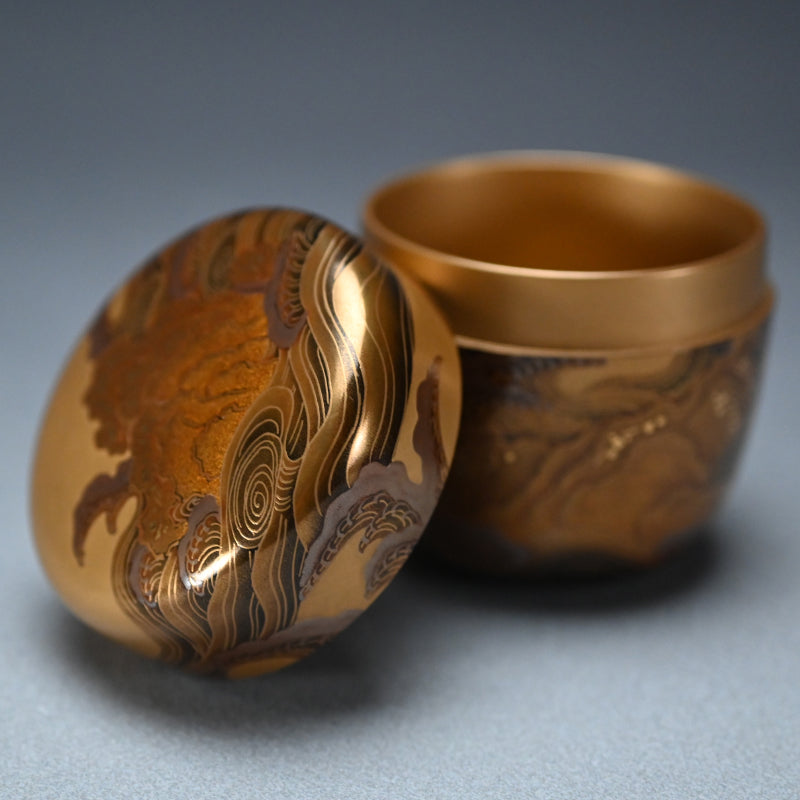 Superb Lacquer Natsume Crashing Waves ー野村 大仙 "鳴門蒔絵棗"