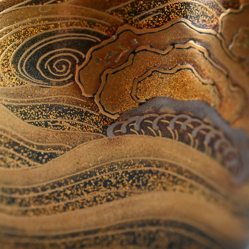 Superb Lacquer Natsume Crashing Waves ー野村 大仙 "鳴門蒔絵棗"