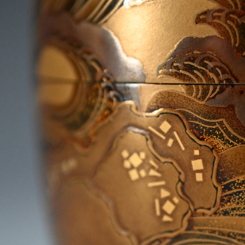 Superb Lacquer Natsume Crashing Waves ー野村 大仙 "鳴門蒔絵棗"