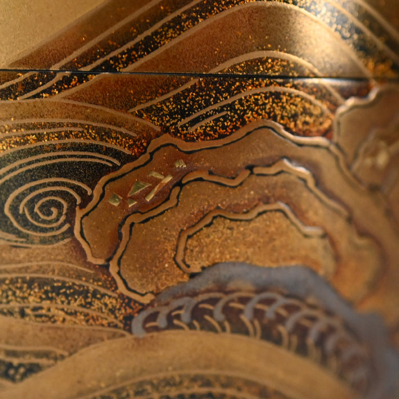 Superb Lacquer Natsume Crashing Waves ー野村 大仙 "鳴門蒔絵棗"