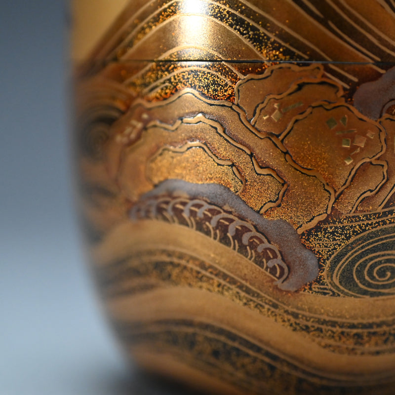 Superb Lacquer Natsume Crashing Waves ー野村 大仙 "鳴門蒔絵棗"