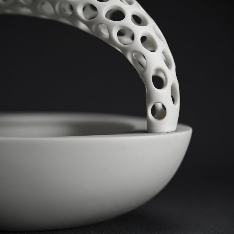Contemporary Sake Serving Katakuchi Vessel ー加藤 好康 “白磁透文 片口”