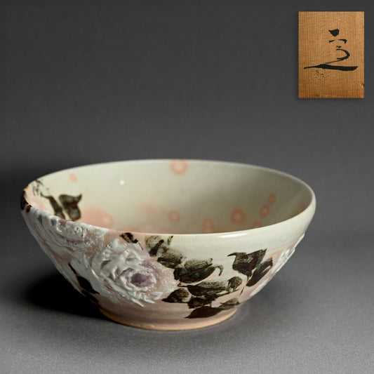 Antique Rose Covered Sweets Bowl ー清水六兵衛 “薔微 菓子器”