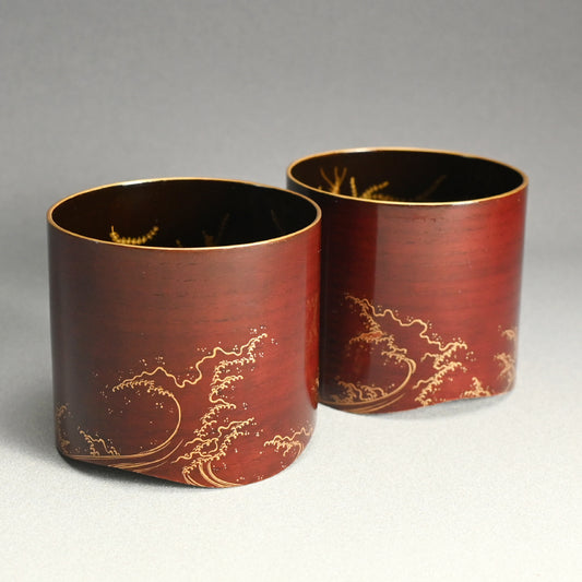 Antique Pair of Japanese Lacquered Haisen Bowls