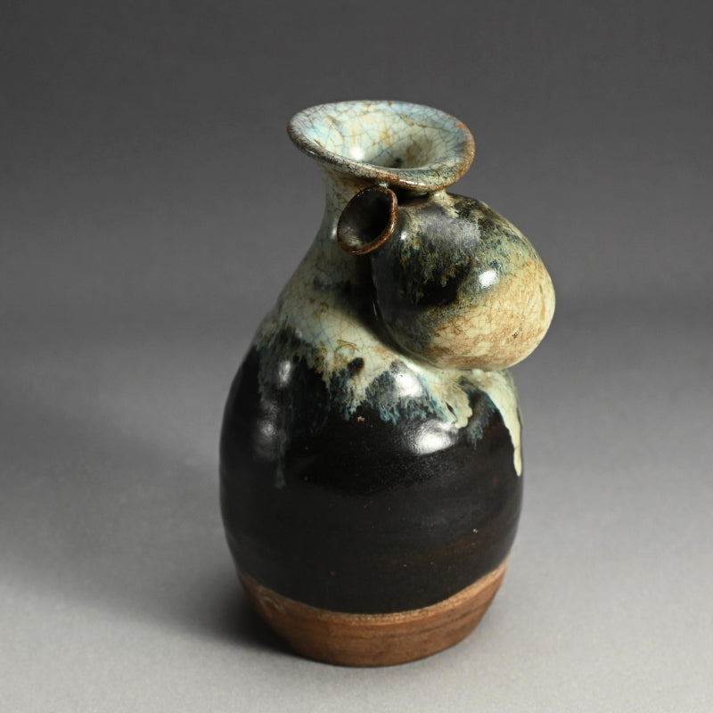 Antique Japanese Fused Vase with Tokkuri Kiln Flaw