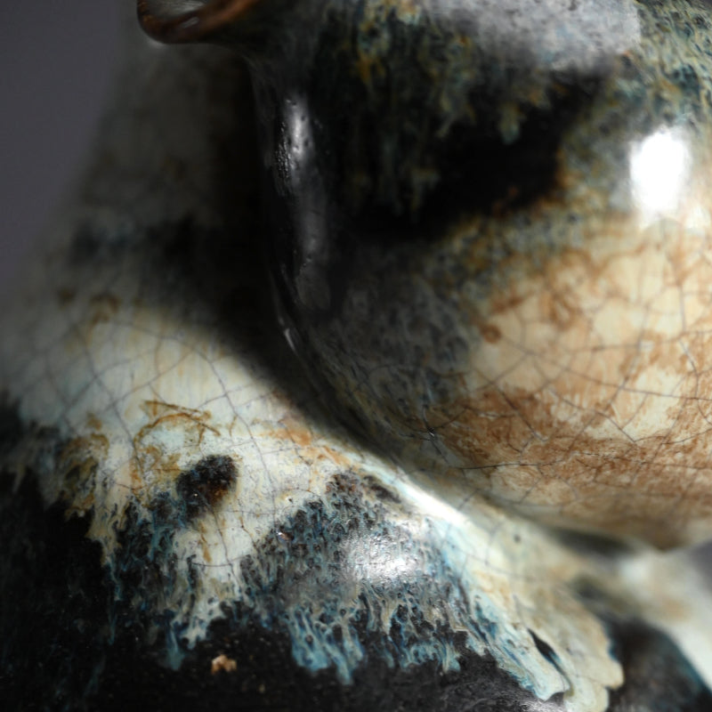 Antique Japanese Fused Vase with Tokkuri Kiln Flaw