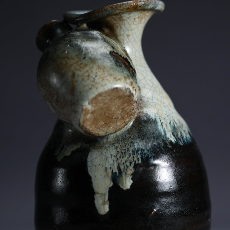 Antique Japanese Fused Vase with Tokkuri Kiln Flaw
