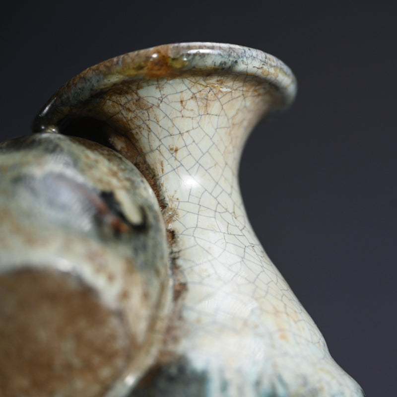 Antique Japanese Fused Vase with Tokkuri Kiln Flaw