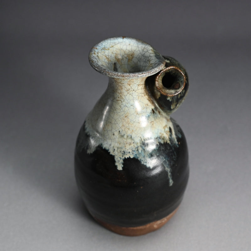 Antique Japanese Fused Vase with Tokkuri Kiln Flaw
