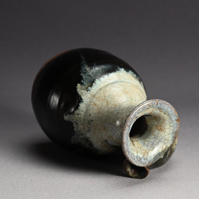 Antique Japanese Fused Vase with Tokkuri Kiln Flaw