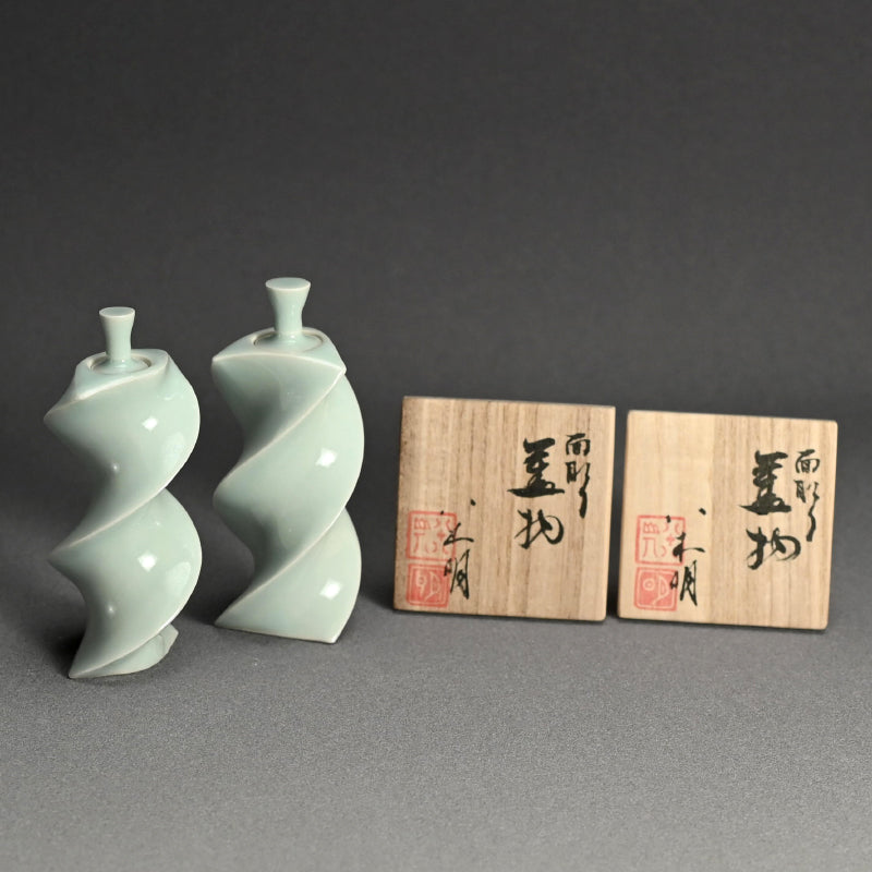 Pair Mentori Covered Vases ー八木 明 “面取り 蓋物”