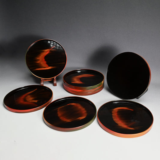 8 Lacquer Trays with Misty Crescent Moon